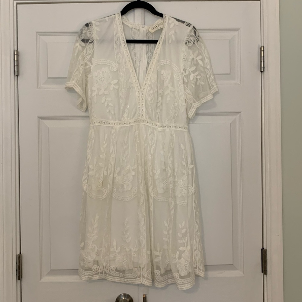 Bella Ella Boutique Light My Fire Mini Dress- White Large